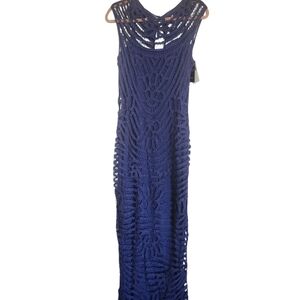 Lauren Ralph Lauren Deep Blue Crochet Maxi Dress